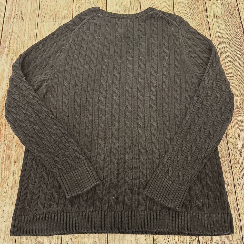 L.L. Bean Women’s Crewneck Sweater Size 2X Dark Gray Cable Knit Fisherman Preppy - Picture 5 of 5